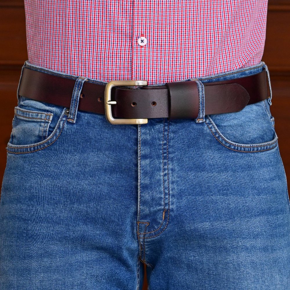 Men's Leather Belt - Antique Dark Maroon Handmade Belt- Free Personalization - Picture 11 of 15